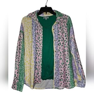 Emily Wonder Corduroy Shacket with White Birch Tank Sz S NWT